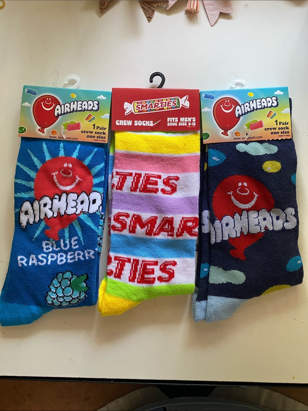 NRW 3 Pairs Ladies Candy Theme Plush Socks Smartees Airheads OS Unisex